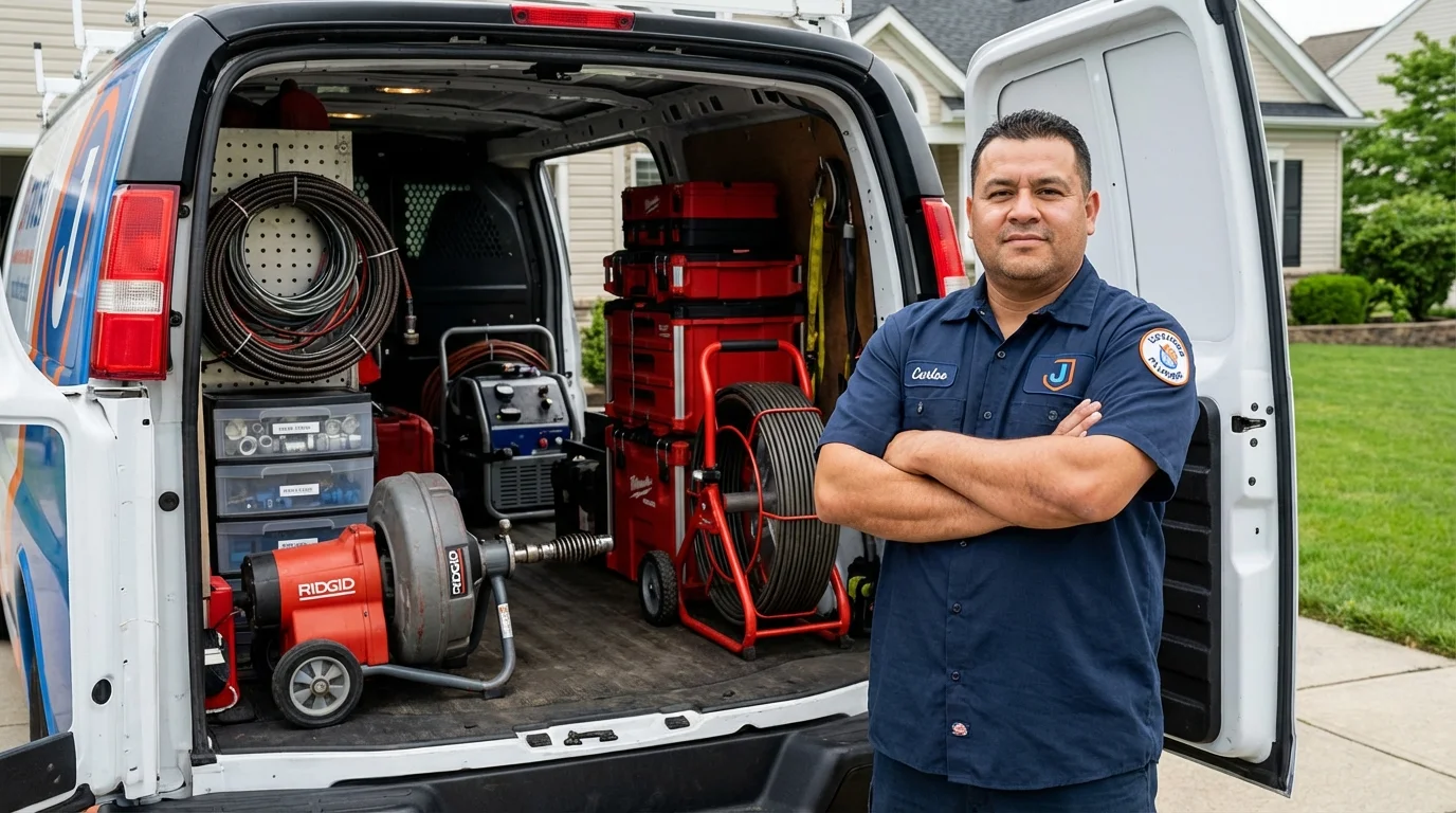 Professional drain cleaning equipment and Johns Plumbing LLC plumber in Davison